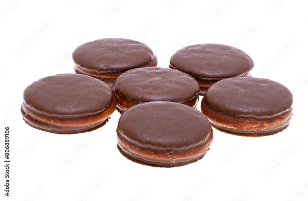 Cookies with souffle in chocolate isolated Cookies with souffle in chocolate isolated
