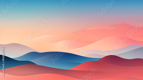 Digital sunset flat illustration graphic poster background