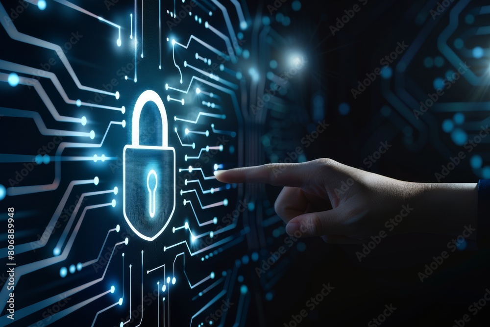 Fototapeta premium Implement secure APIs in enterprise environments to bolster data security, utilizing encryption technology and password protection for comprehensive cyber protection.