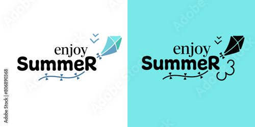Enjoy summer. Summer vibes. Summer lettering.  Summer logo. Summer time. Inscription for cards, posters, printing on T-shirts.
