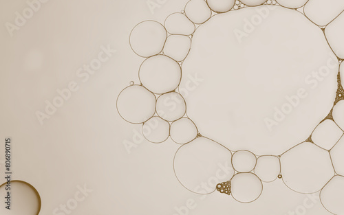 Abstract oil and water bubbles pattern of an art image with Ivory pastel gradient  textures background. Copy space. 