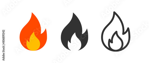 Flames icon. Fire vector. Hot, heat, warm, flammable sign.