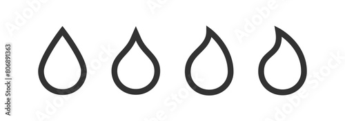 Water drop icon. Rain dripped. Liquid droplet. Oil falling.