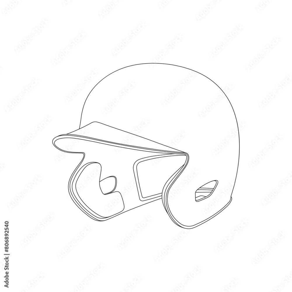 Hand drawn kids drawing cartoon Vector illustration baseball helmet icon Isolated on White Hand drawn kids drawing cartoon Vector illustration baseball helmet icon Isolated on White
