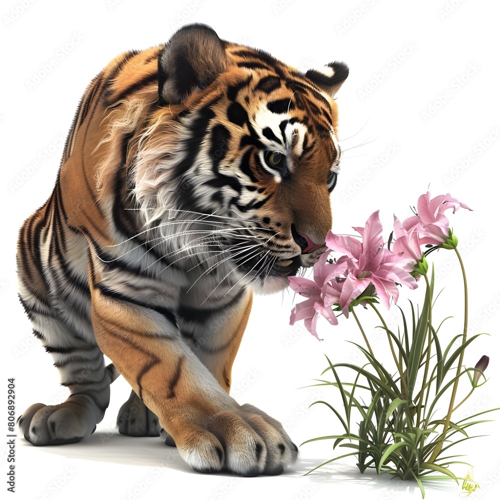 Obraz premium tiger on white background ai generative