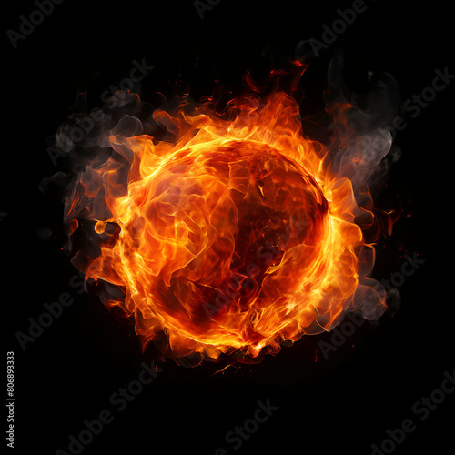 large fireball with black smoke fiery explosion with smoke isolated on transparent background and danger look  png.generate ai