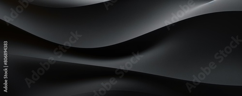 Black panel wavy seamless texture paper texture background with design wave smooth light pattern on black background softness soft blackish shade  photo