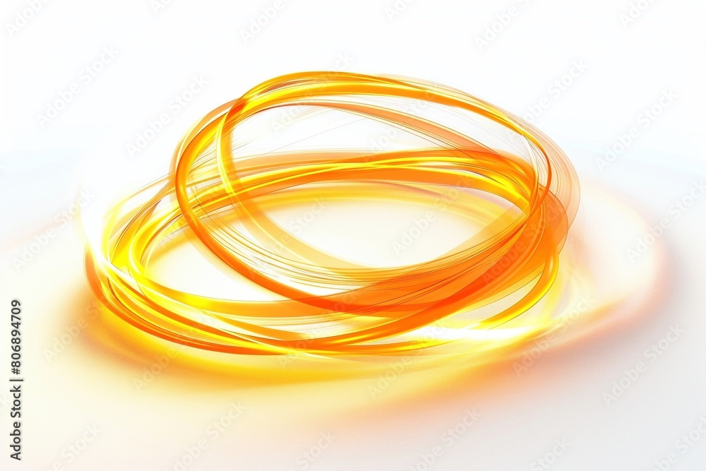 An energetic orange light swirl dances across a stark white background, captured in a long exposure light painting. An energetic orange light swirl dances across a stark white background, captured in a long exposure light painting.