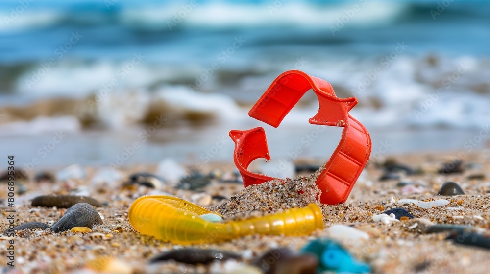 Red no-use symbol with single-use plastic items, emphasizing marine environmental hazards Red no-use symbol with single-use plastic items, emphasizing marine environmental hazards