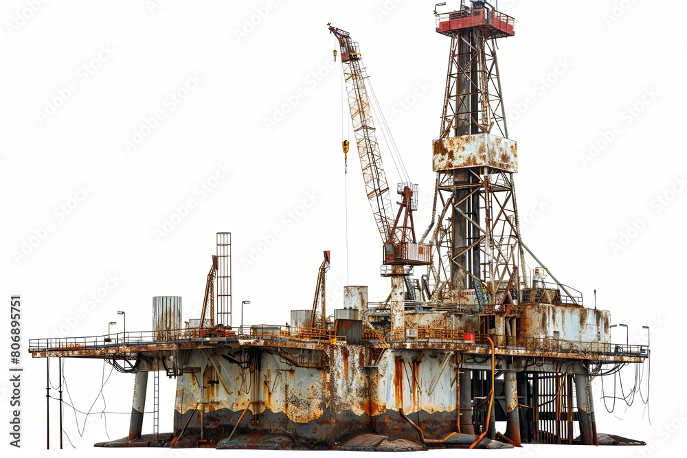 Isolated oil rig Clear and focused against pristine white background Isolated oil rig Clear and focused against pristine white background