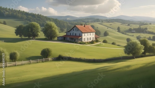 Tranquil Peaceful Countryside With Rolling Hills