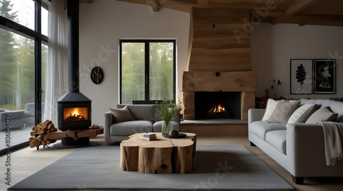 Scandinavian home interior design of modern living room.generative.ai © Neelam