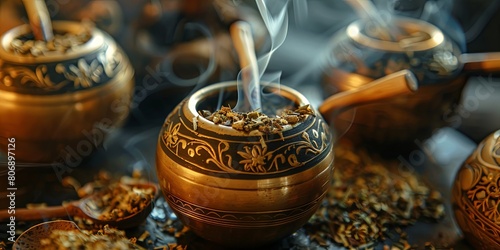 Yerba mate tea ritual in high-quality DSLR shot with contrasting lighting photo