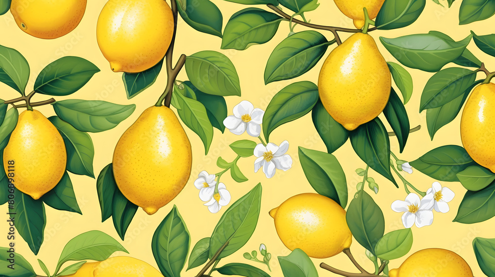 Digital yellow lemons patterns abstract graphic poster background