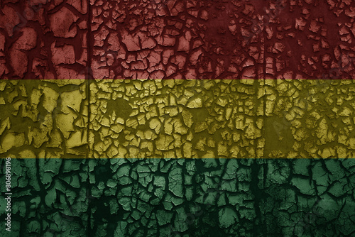 flag of bolivia on a old grunge metal rusty cracked wall background