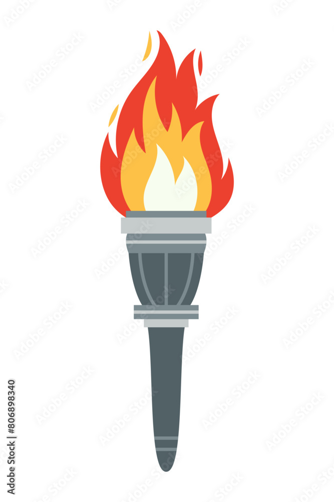 Vector burning flame torch icon isolated on white background. Sport flat style games victory symbol. Winner abstract sign. Vector burning flame torch icon isolated on white background. Sport flat style games victory symbol. Winner abstract sign.