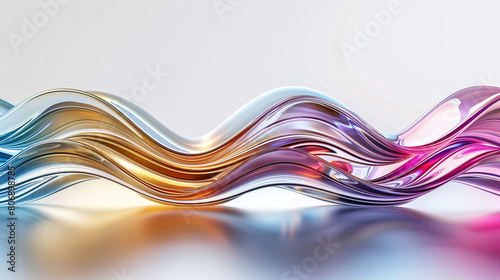 An elegant multicolor glass wavy background shimmering against a pure white surface, showcasing the intricate patterns and textures of the glass in breathtaking clarity