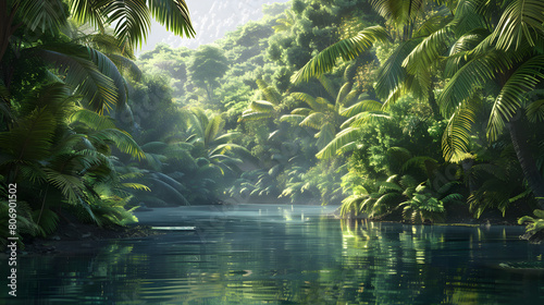 tropical river in the jungle photo