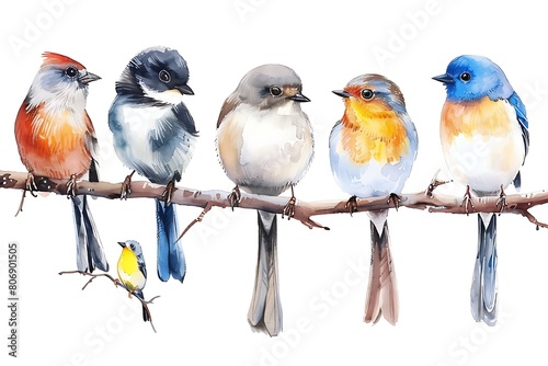  birds on a branch of a tree photo