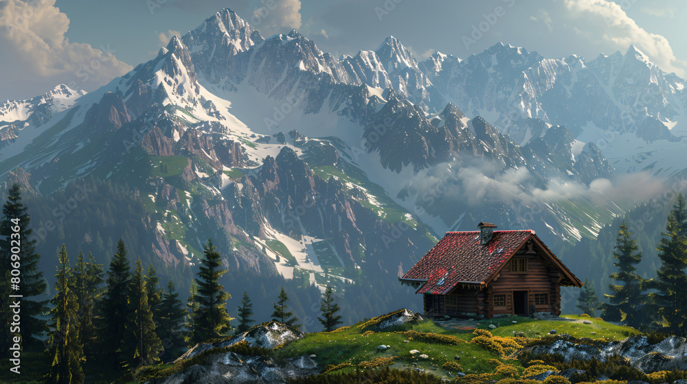 Mountain hut in the mountains