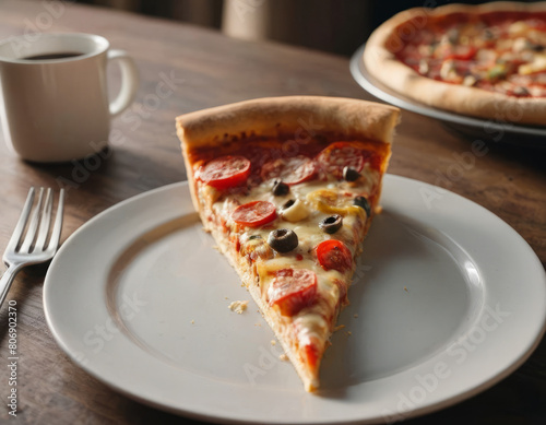 Il connubio perfetto di ingredienti: la pizza promette un'armonia di gusti e sapori. photo