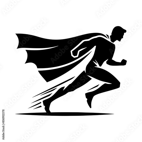 Super hero in action pose- Super Hero Silhouette- Super hero Vector- Super hero Illustration.