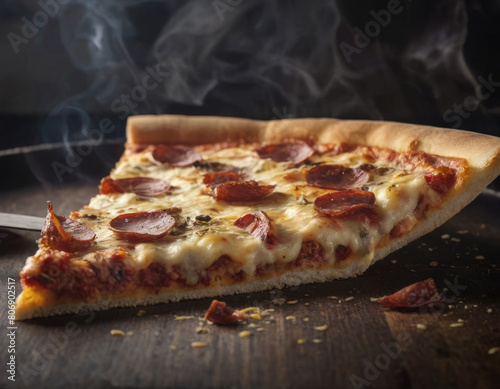 Un'ode alla tradizione: la pizza si distingue per la sua semplice grandezza e autenticità. photo