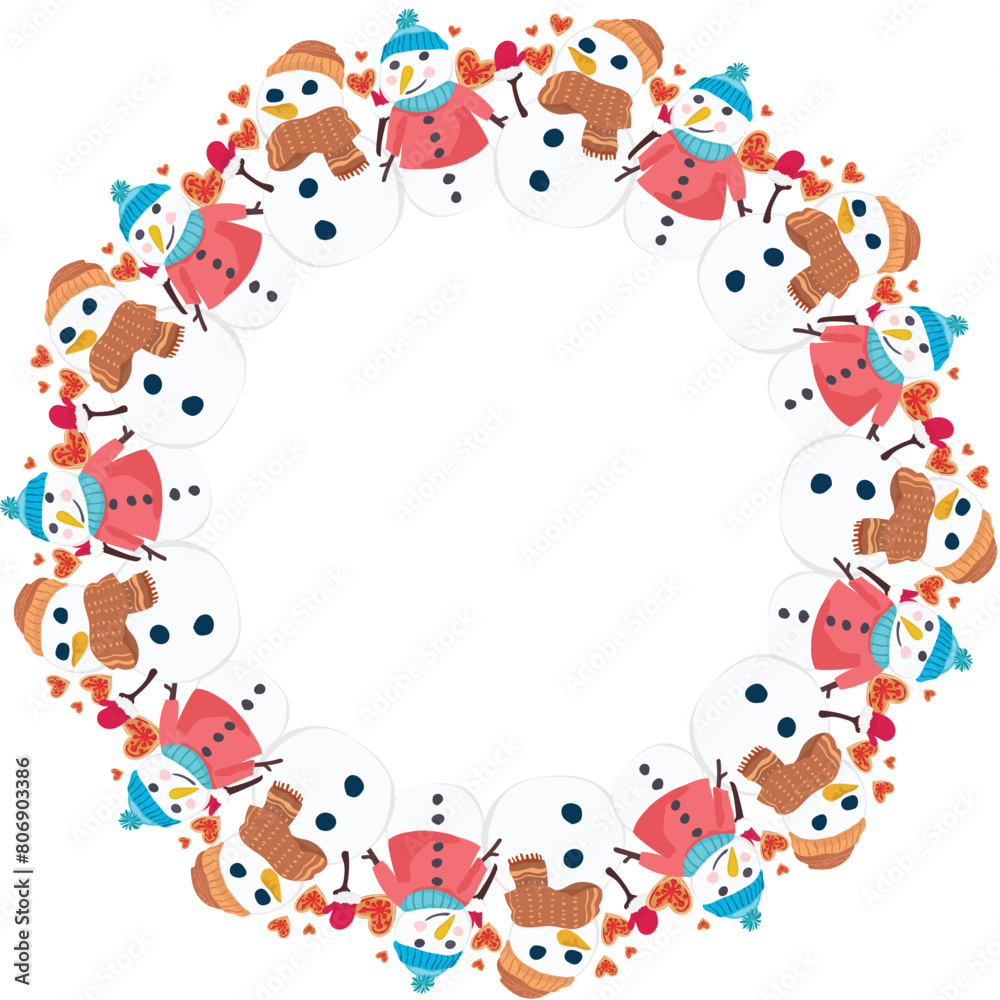 Christmas snowman wreath on transparent background.
Christmas snowman wreath on transparent background.