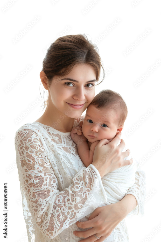 Mother and her newborn baby transparent background Mother and her newborn baby transparent background