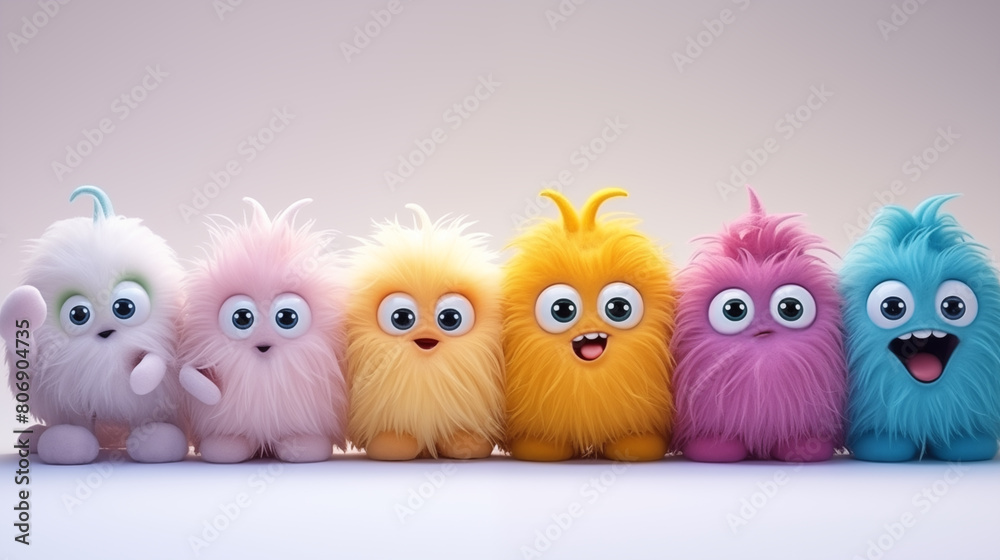 a realistic cute monster on a clean pastel light and white isolated background a realistic cute monster on a clean pastel light and white isolated background