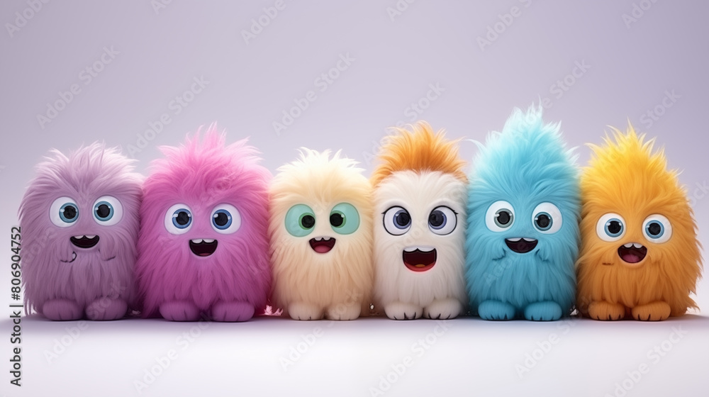 a realistic cute monster on a clean pastel light and white isolated background a realistic cute monster on a clean pastel light and white isolated background