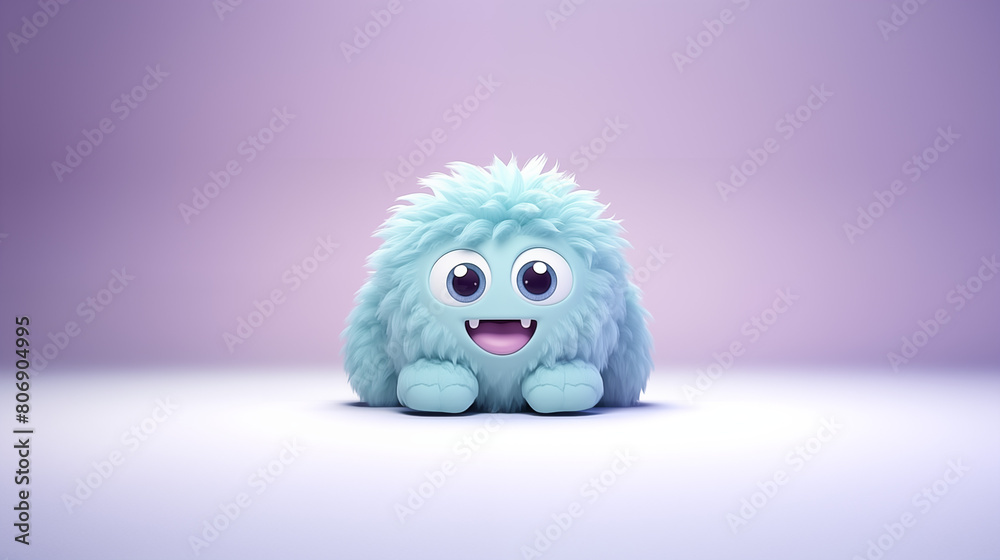 Fototapeta premium a realistic cute monster on a clean pastel light and white isolated background