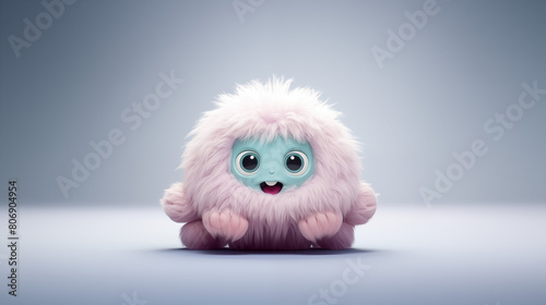 a realistic cute monster on a clean pastel light and white isolated background