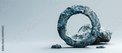 Stone circle frame for ancient concept background. Rock wheel, portal. © Margaryta