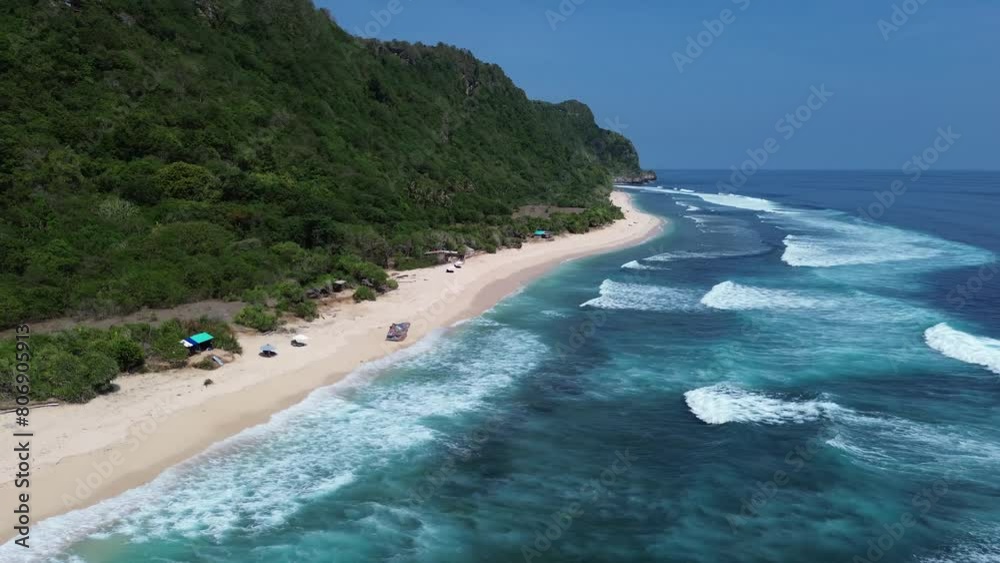 Aerial view of Beach Pantai Nunggalan in Uluwatu in Bali, Indonesia Aerial view of Beach Pantai Nunggalan in Uluwatu in Bali, Indonesia