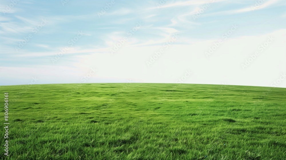 Photorealistic Landscapes: Large Green Grass Field with Blue Sky Photorealistic Landscapes: Large Green Grass Field with Blue Sky