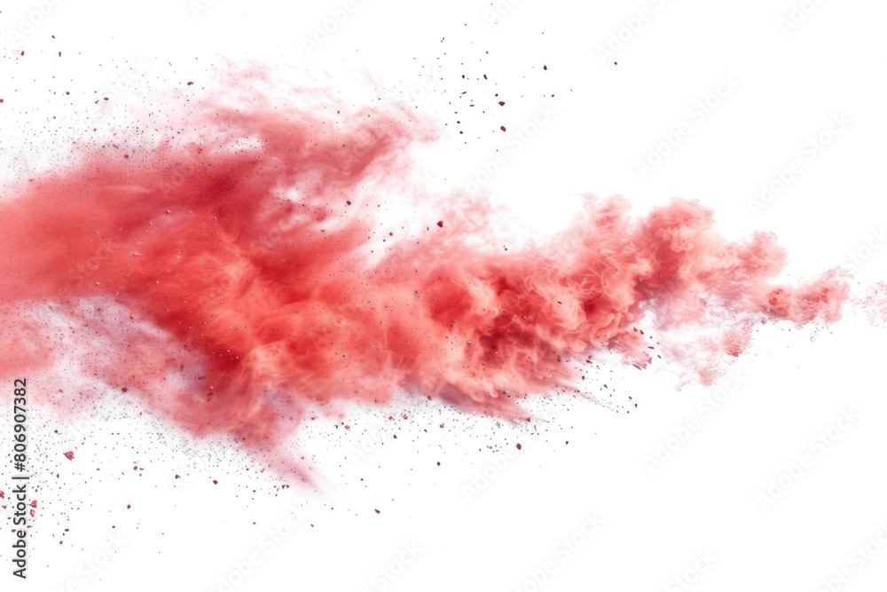 Red Chalk Pieces and Dust Flying Effect Explosion