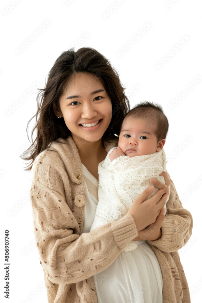 Mother and her newborn baby transparent background Mother and her newborn baby transparent background