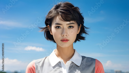 Elegant Pixie Cut for Asian Golfer, Stylish Hairdo: Pixie Hairstyle on Girl Golfer, Chic Pixie Look for Beautiful Asian Athlete, Graceful Golf Athlete: Asian Girl with Pixie Hairstyle