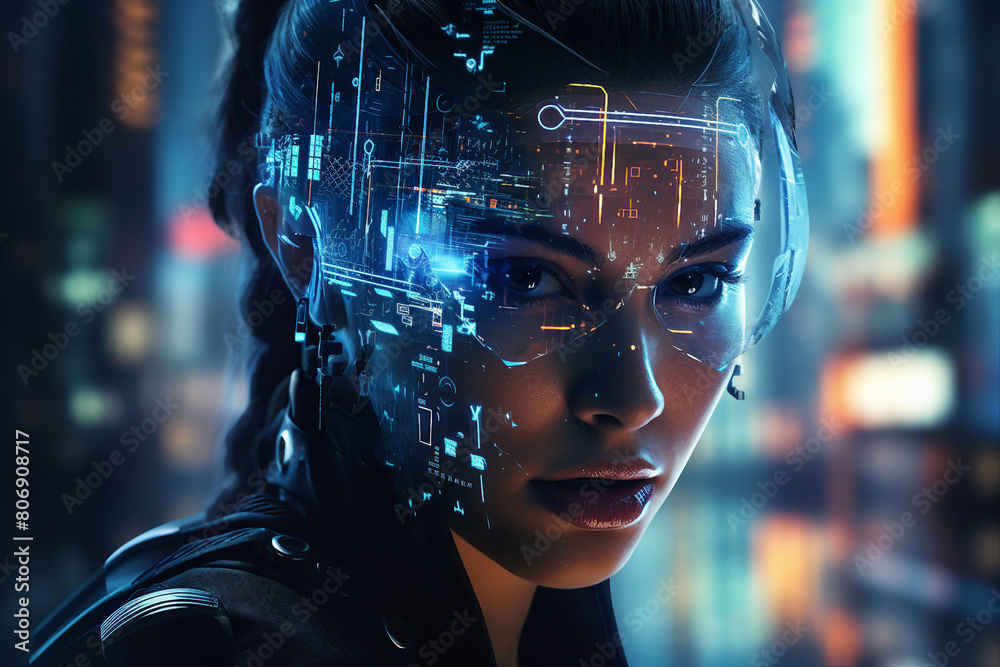 Portrait of a sci-fi cyberpunk person futuristic man from the future cyberpunk Generative AI Portrait of a sci-fi cyberpunk person futuristic man from the future cyberpunk Generative AI