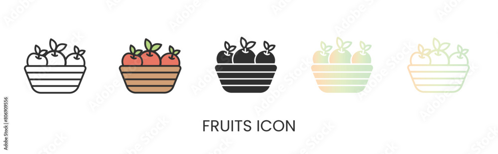 Vector fruits icon, apples icon in solid, gradient and line styles. Trendy colors. Isolated on a white background. Editable stroke Vector fruits icon, apples icon in solid, gradient and line styles. Trendy colors. Isolated on a white background. Editable stroke