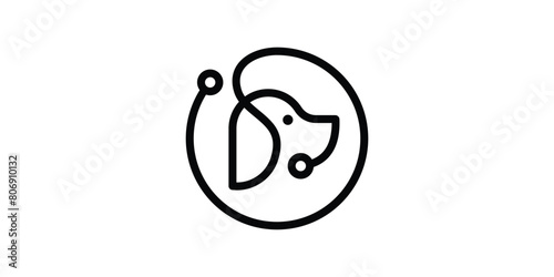 logo design head dog, health, pet, shop, clinic, stethoscope, logo design template, icon, vector, symbol, idea.