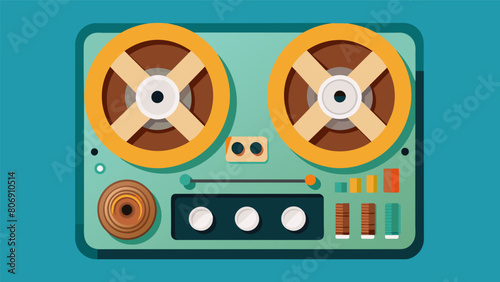 The unmistakable hiss of a reeltoreel tape machine as it plays back old recordings. Vector illustration