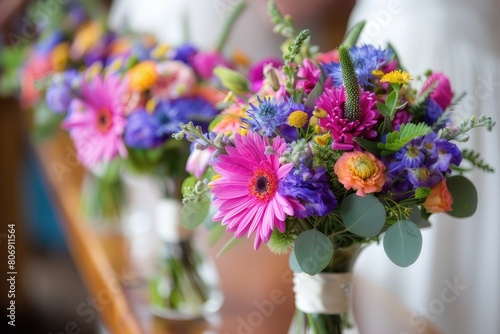 view of an colorful and beautiful flowers in vase