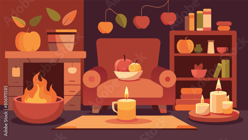 The smell of warm apple cider and the inviting scent of cinnamon and orange candles welcoming guests into a warm and cozy living room..