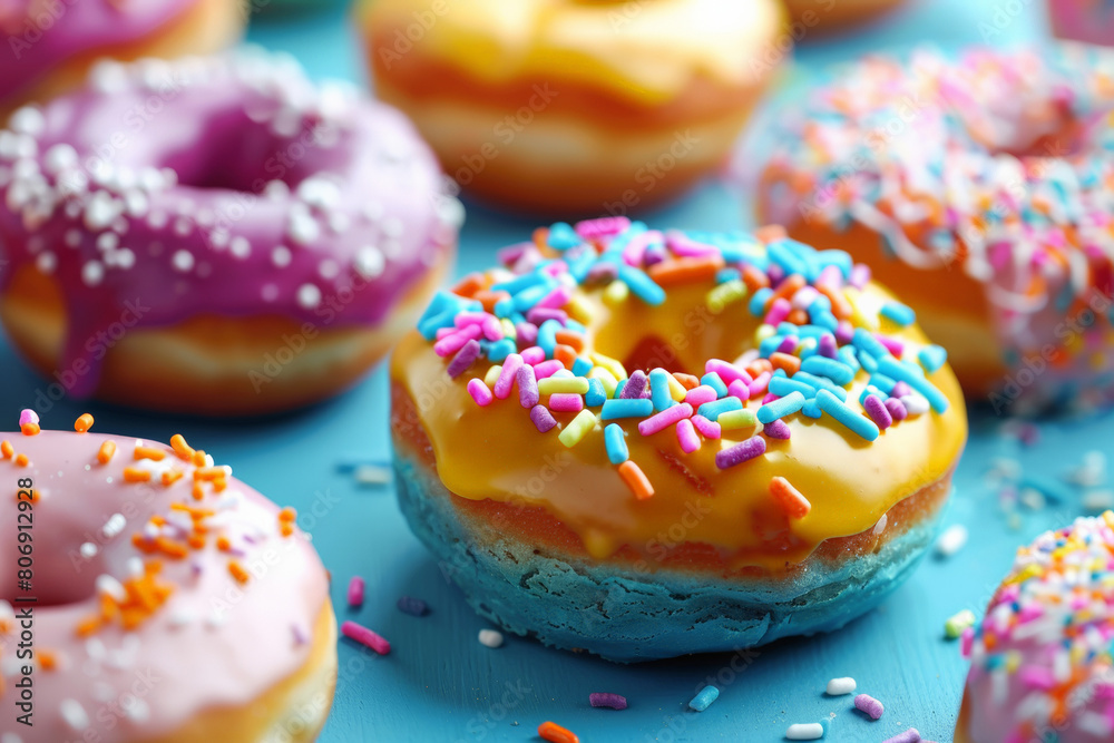 Assorted Doughnuts on Table. Generative AI Assorted Doughnuts on Table. Generative AI