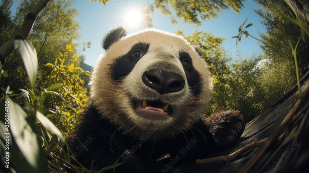 Fototapeta premium Close-up selfie portrait of a panda.
