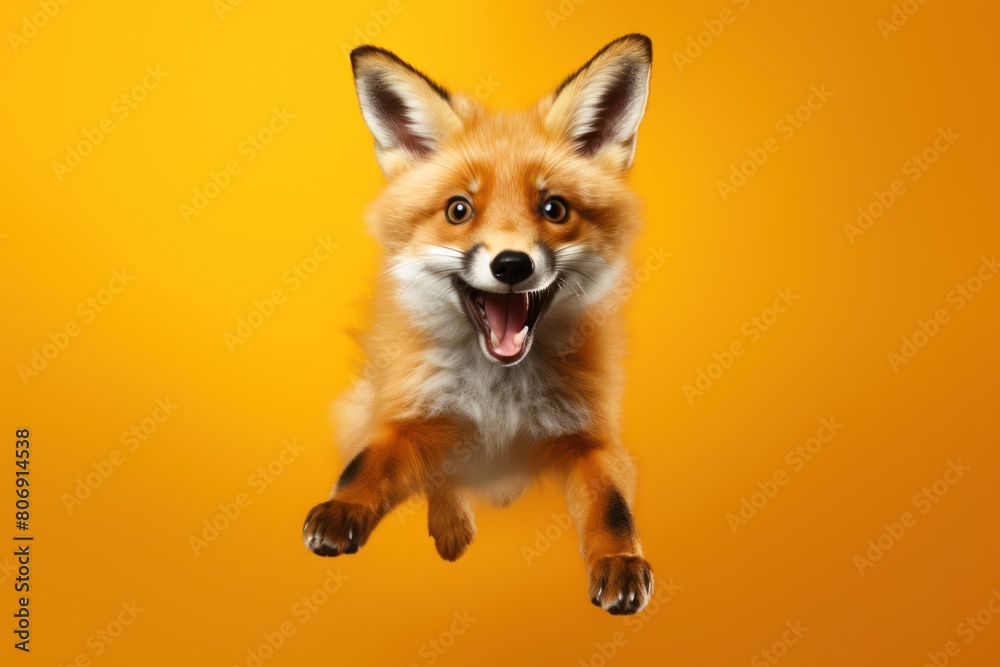 Obraz premium Happy fox jumping and having fun.