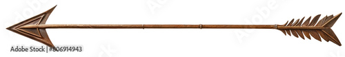 Wooden antique arrow for a bow on a transparent and white background. PNG. photo