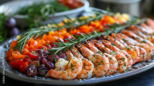 shrimps, prawns platter, seafood dish, food photography, culinary art 